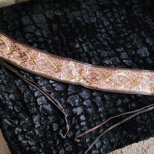 Leather/Suede, Faux Silk and Sequin Wide Belt